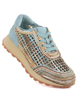 Dámské ažurové modrobéžové polobotky Artiker 58C1289