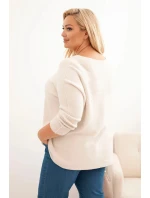 Dámský svetr plus size s lodičkovým výstřihem béžový