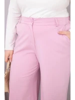 Dámské kalhoty Plus Size s širokou nohavicí a vysokým pasem tmavá pudrová růžová