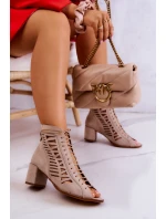 Semišové Prolamované Boty Maciejka 04040-04 Béžová