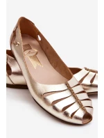 Zazoo 10009 Pohodlné Dámské Kožené Baletky Zlaté