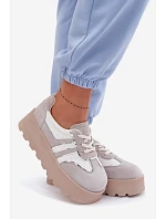 Semišové tenisky na platformě GOE TT2N4052 bílé