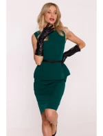 S427 Peplum šaty - zelené