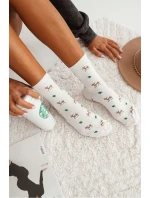 Bavlněné Dámské Ponožky Se Srnami Bílé Bavlněné Dámské Ponožky Se Srnami Bílé