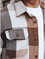 Pánská velbloudí kostkovaná flanelová košile FashionStreet DX2674