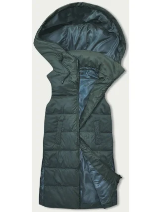 Tmavě zelená dámská vesta s kapucí (B8212-10) Tmavě zelená dámská vesta s kapucí (B8212-10)