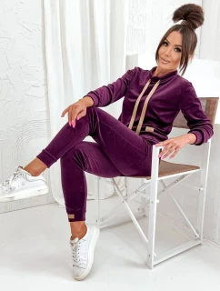 Dámský velurový komplet ve vínové bordó barvě (637)