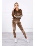 Velurová souprava s ozdobnými stuhami hnědá Velurová souprava s ozdobnými stuhami hnědá