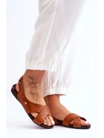 kožené sandály na suchý zip Hněde Addison kožené sandály na suchý zip Hněde Addison