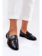 Lakované Dámské Mokasíny S Ozdobnou Přezkou Černé Mollan