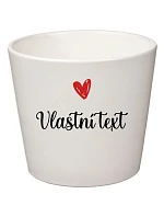 Bílý keramický květináč s vlastním textem - velký 