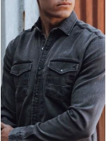 Pánská tmavě šedá džínová košile FashionStreet DX2588