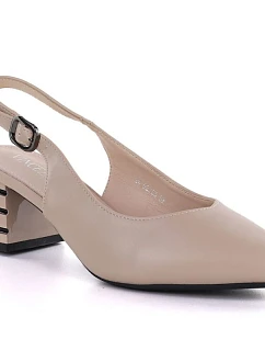 Dámské sandály s ozdobným podpatkem béžové Vinceza 26-62285