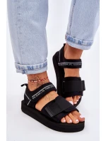 Dámské sandály na suchý zip Big Star LL274784 Černe Dámské sandály na suchý zip Big Star LL274784 Černe