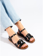 Zajímavé černé  sandály dámské bez podpatku