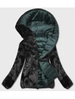 Zelená oboustranná dámská bunda - kožíšek (b8051-10)