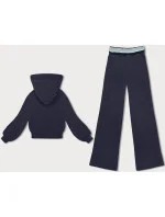 Tmavě modrý žebrovaný dámský komplet (AMG-341A) Tmavě modrý žebrovaný dámský komplet (AMG-341A)
