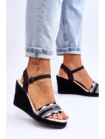 Dámské pohodlné sandály na klínu Big Star LL274877 černé
