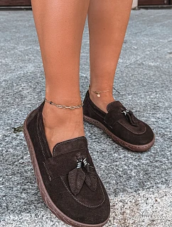 Mokasiny Barefoot z přírodního semiše Zazoo 10220 Hnědé