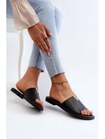Dámské pantofle z eko kůže na plochém podpatku, černá Maliha