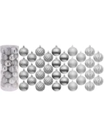 DEKORATIVNÍ PLASTOVÁ CETKA 6CM SADA 35 KS STŘÍBRNÁ