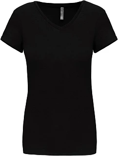 Kariban K 3015 Dámské elastické tričko s výstřihem do V 20.3015 black