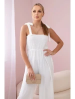 Overal na ramínka s volánkovým topem ecru