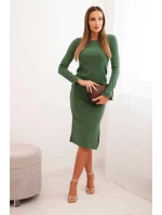 Dámský bavlněný komplet pruhovaná blůza a tužková sukně tmavě mátová