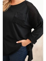 Dámská blůza Plus Size bavlněná s potiskem černá