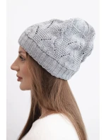 Dámská zimní pletená čepice s perforovaným vzorem K427 šedá