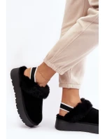 Kožené Semišové Pantofle Dámské Na Platformě S Kožešinou Černé Sophienne