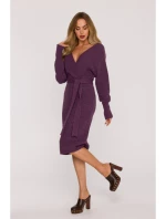 M810 Svetrové šaty s véčkovým výstřihem - heather