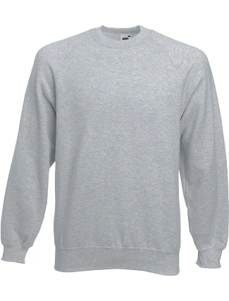 Fruit of the Loom Classic Raglan Sweat Raglánová mikina 16.2216 heather grey