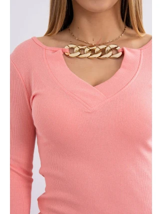 Šaty se zlatým řetízkem meruňková Šaty se zlatým řetízkem meruňková