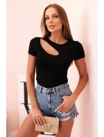 Dámské bavlněné body s V výstřihem a nařasením fango