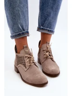 Zazoo 2878 Nízké Dámské Botky se Šněrováním Semišové Bežové