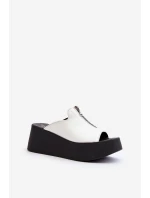 Zazoo 2916 Dámské Žabky na Masivní Platformě se Zipem Bílé