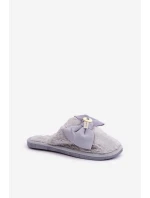 Dámské Pantofle S Kožíškem A Mašlí Šedé Olfedi Dámské Pantofle S Kožíškem A Mašlí Šedé Olfedi