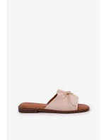 Sandály na ploché podrážce s ozdobnou mašlí béžové Deonelis