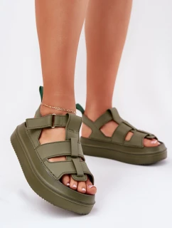 Dámské sandály na platformě zelené Nitavelia