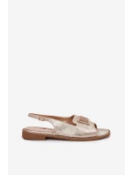 Elegantní Dámské Sandály Na Plochém Podpatku S Ozdobou S.Barski KV51-082 Zlaté