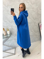 Zateplené šaty s kapucí fialově modré