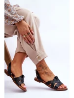 Pohodlné kožené sandály Černé Kayla