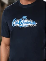 Pánské tmavě modré tričko s potiskem FashionStreet RX5372