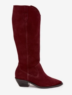 Dámské zateplené kozačky kovbojky Zazoo – bordó