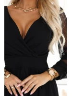 Elegantní midi šaty 657-1 černé - Numoco
