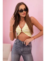 Dámský bavlněný top s výstřihem a zlatým akcentem zelená