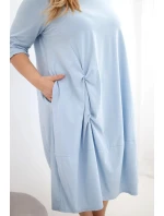 Dámská sukně Plus Size bavlněná s nařasením modrá