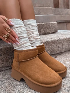 Sněhule z přírodního nubuku s teplou podšívkou Camel Milora