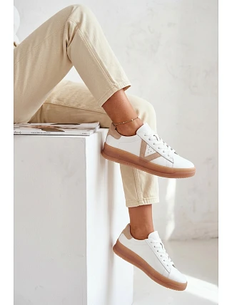 Dámské tenisky z pravé kůže na platformě Vinceza 79597 Bílé